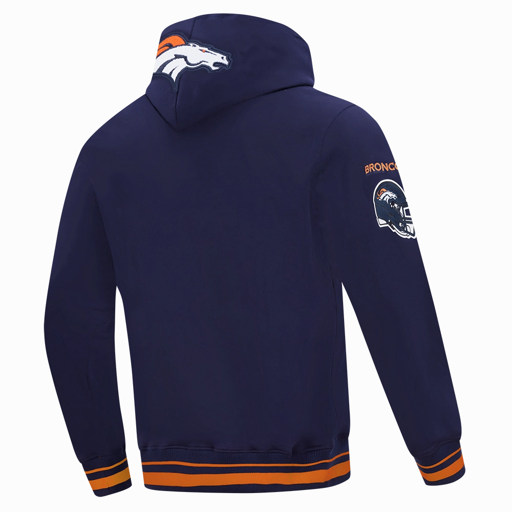 NFL DENVER BRONCOS MASHUP MEN'S RIB PULLOVER HOODIE (MIDNIGHT NAVY/ORANGE/MIDNIGHT NAVY)