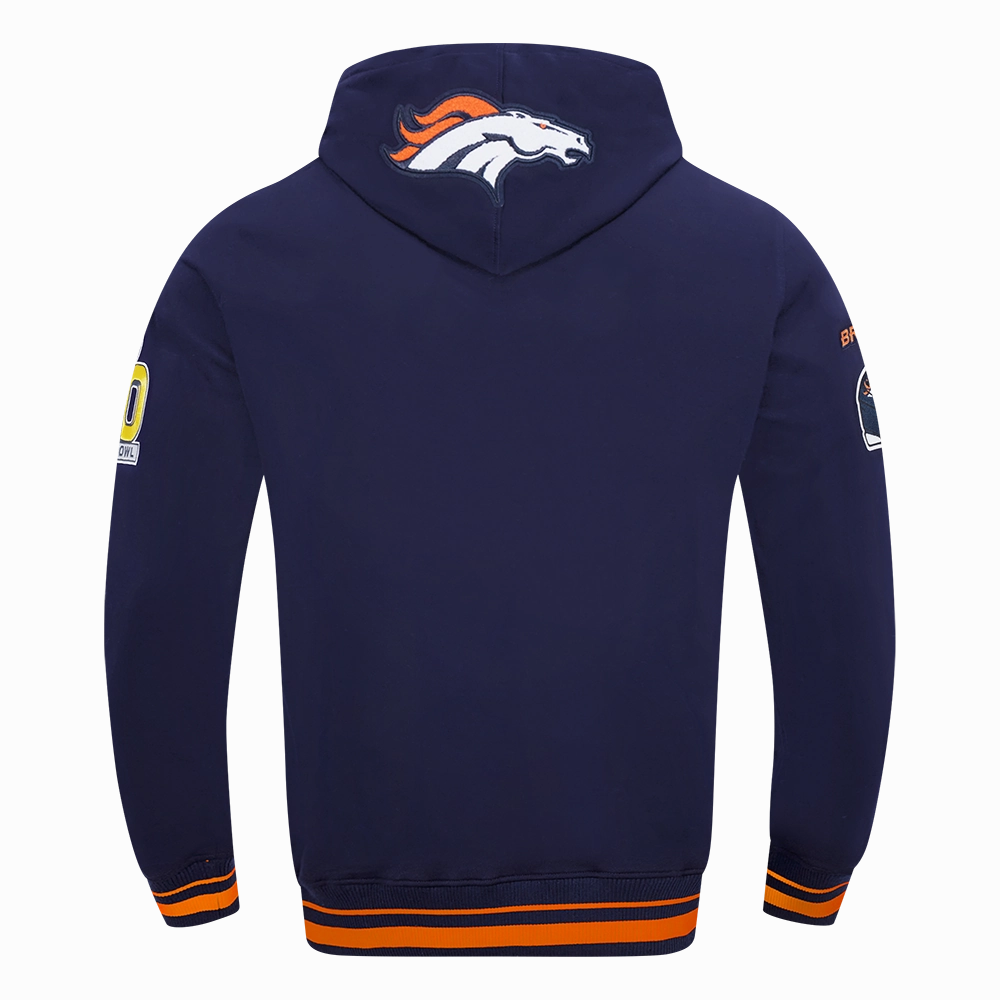 NFL DENVER BRONCOS MASHUP MEN'S RIB PULLOVER HOODIE (MIDNIGHT NAVY/ORANGE/MIDNIGHT NAVY)