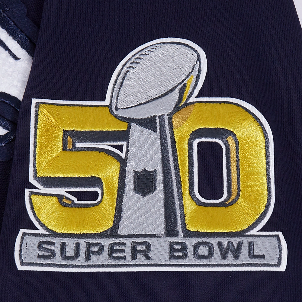 NFL DENVER BRONCOS MASHUP MEN'S RIB PULLOVER HOODIE (MIDNIGHT NAVY/ORANGE/MIDNIGHT NAVY)
