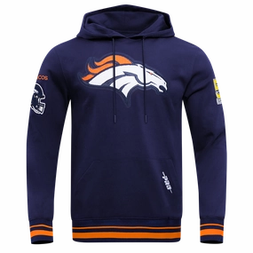 NFL DENVER BRONCOS MASHUP MEN'S RIB PULLOVER HOODIE (MIDNIGHT NAVY/ORANGE/MIDNIGHT NAVY)