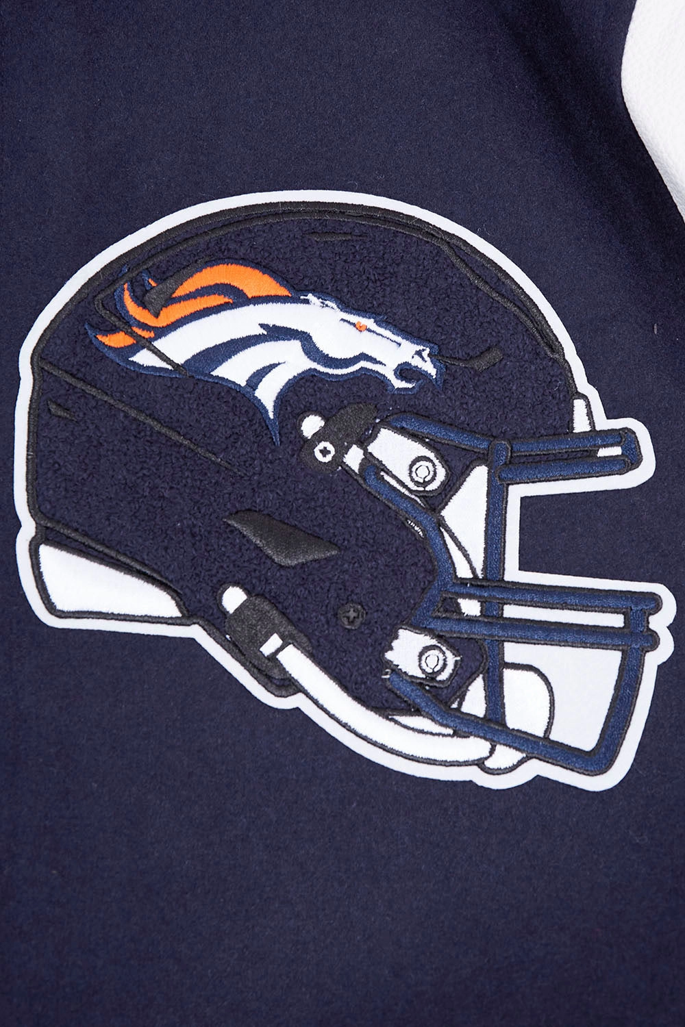 NFL DENVER BRONCOS MASHUP MEN'S RIB WOOL VARSITY JACKET (MIDNIGHT NAVY/ORANGE/MIDNIGHT NAVY)
