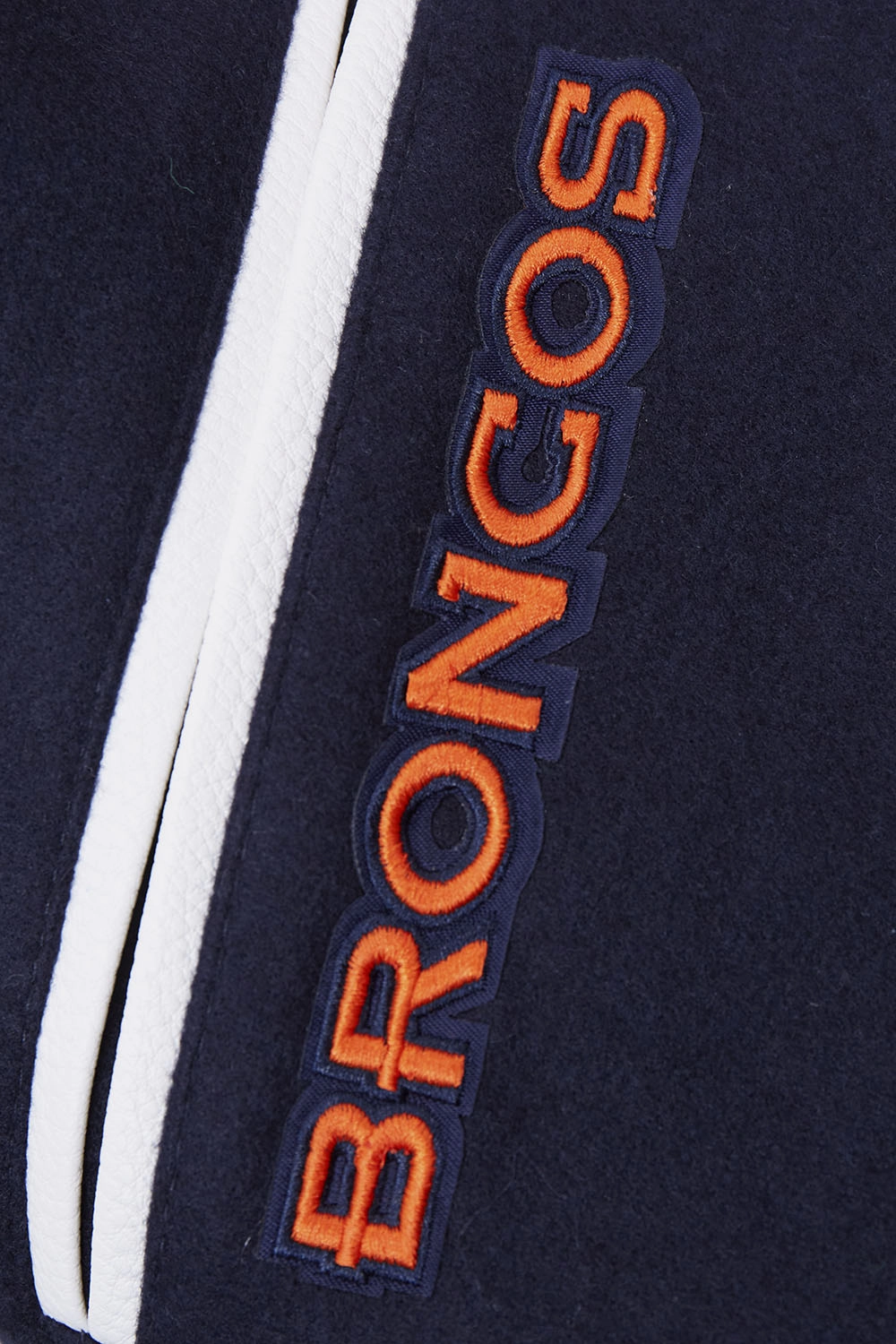 NFL DENVER BRONCOS MASHUP MEN'S RIB WOOL VARSITY JACKET (MIDNIGHT NAVY/ORANGE/MIDNIGHT NAVY)