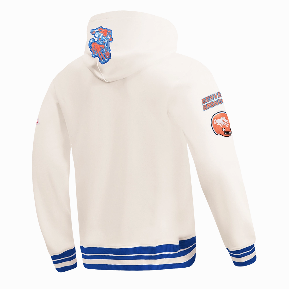 NFL DENVER BRONCOS RETRO CLASSIC MEN'S PULLOVER HOODIE (EGGSHELL/ROYAL BLUE)