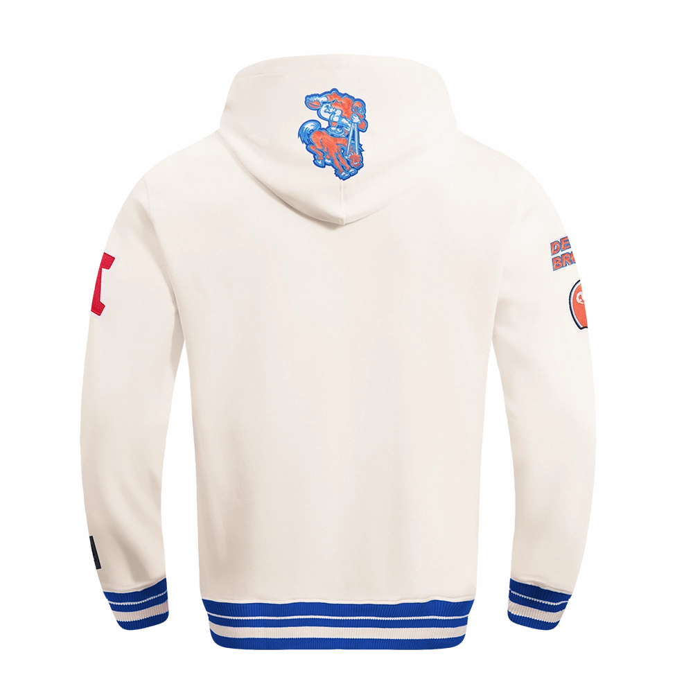 NFL DENVER BRONCOS RETRO CLASSIC MEN'S PULLOVER HOODIE (EGGSHELL/ROYAL BLUE)