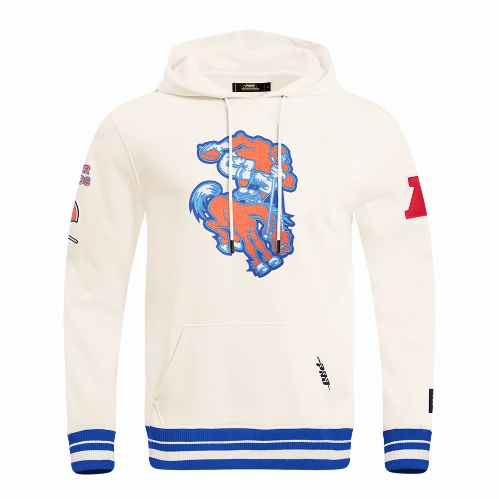 NFL DENVER BRONCOS RETRO CLASSIC MEN'S PULLOVER HOODIE (EGGSHELL/ROYAL BLUE)