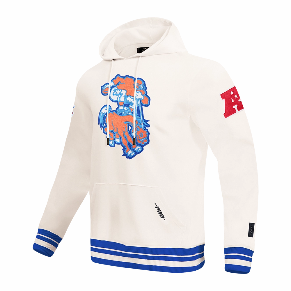 NFL DENVER BRONCOS RETRO CLASSIC MEN'S PULLOVER HOODIE (EGGSHELL/ROYAL BLUE)