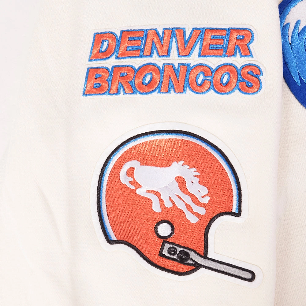 NFL DENVER BRONCOS RETRO CLASSIC MEN'S PULLOVER HOODIE (EGGSHELL/ROYAL BLUE)