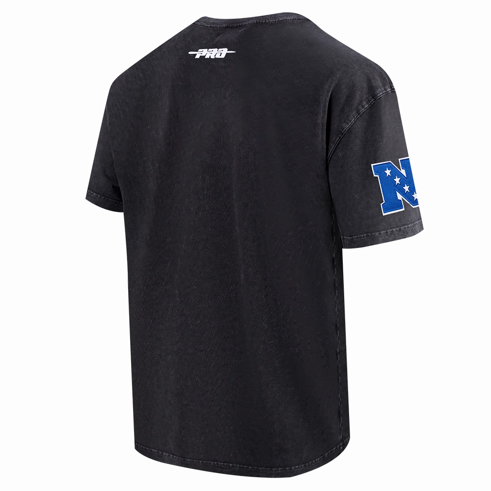 NFL DETROIT LIONS CHROME MEN'S COTTON JERSEY DROP SHOULDER TEE (WASHED BLACK)