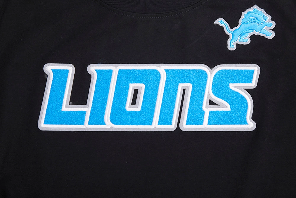 NFL DETROIT LIONS CLASSIC SHORT SLEEVE WOMEN'S SLIM FIT TEE (BLACK)