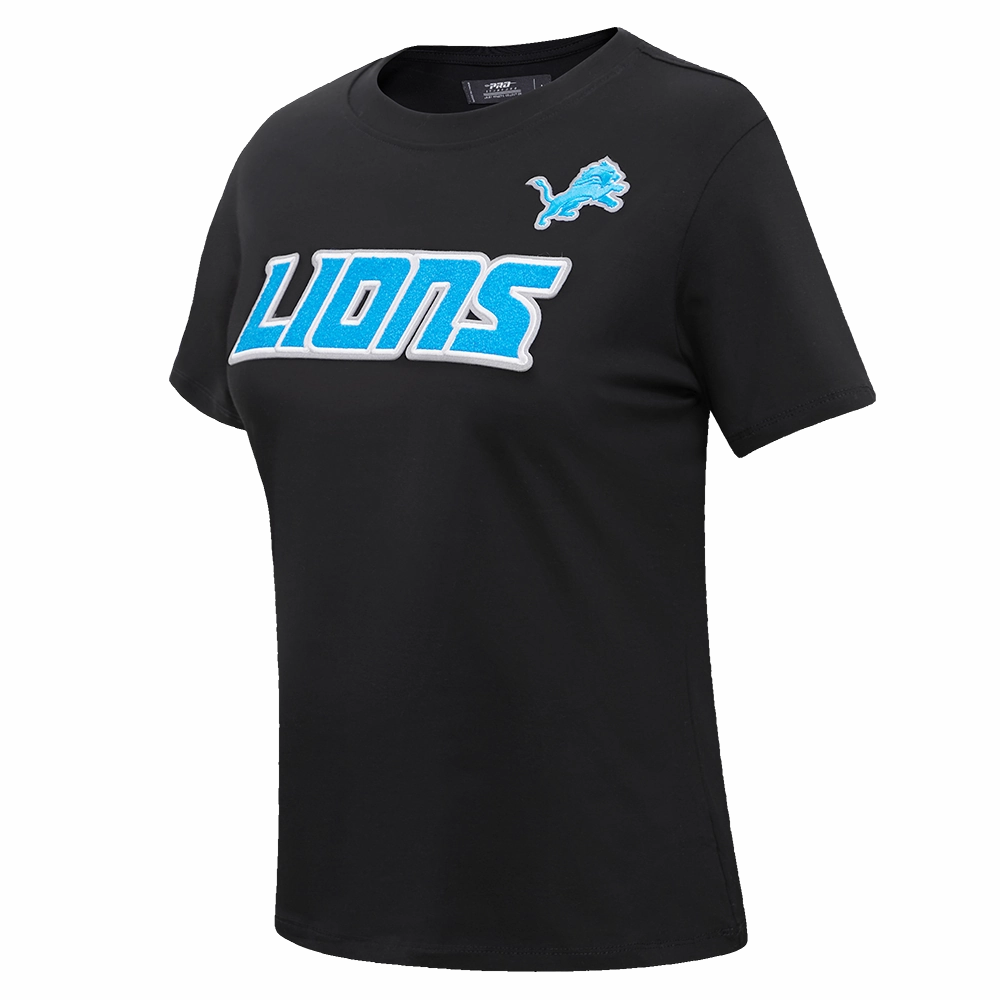 NFL DETROIT LIONS CLASSIC SHORT SLEEVE WOMEN'S SLIM FIT TEE (BLACK)