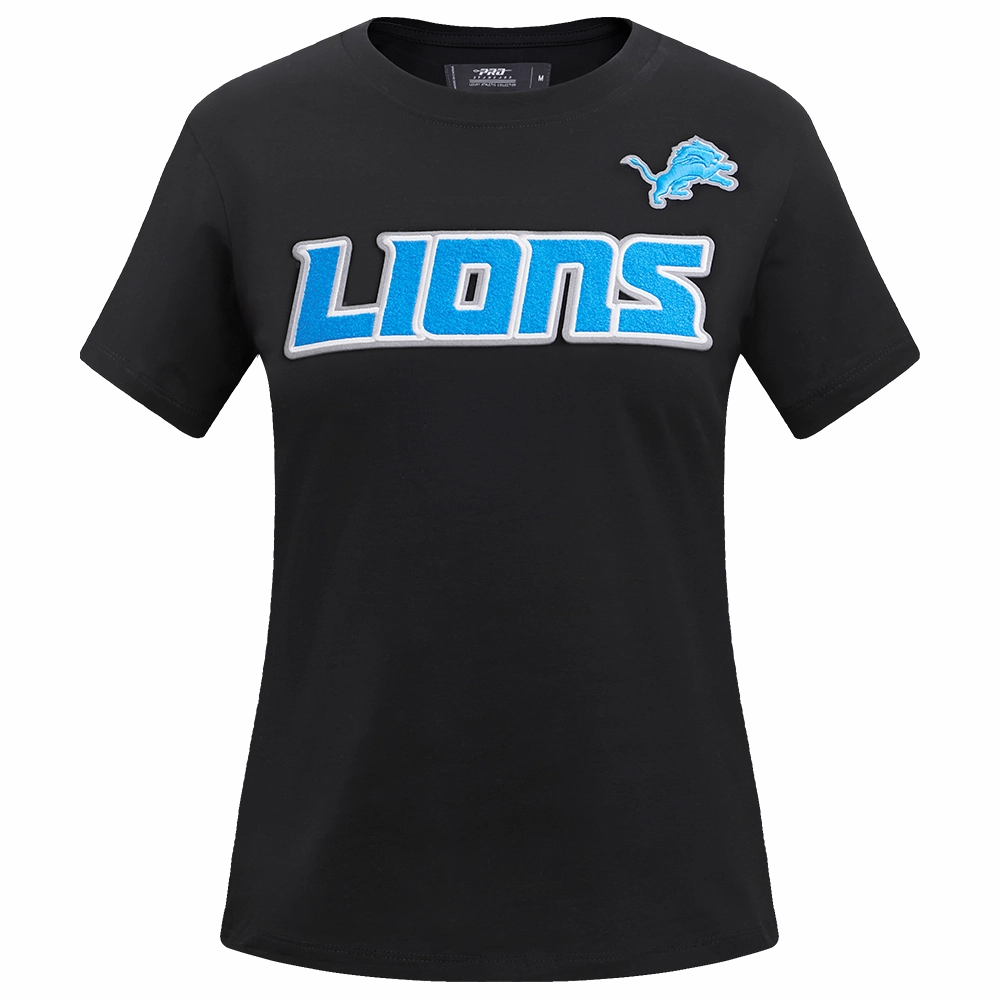 NFL DETROIT LIONS CLASSIC SHORT SLEEVE WOMEN'S SLIM FIT TEE (BLACK)