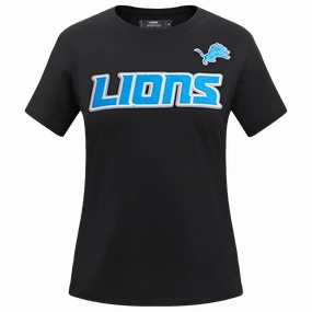 NFL DETROIT LIONS CLASSIC SHORT SLEEVE WOMEN'S SLIM FIT TEE (BLACK)