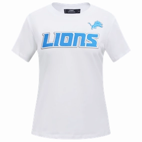 NFL DETROIT LIONS CLASSIC SHORT SLEEVE WOMEN'S SLIM FIT TEE (WHITE)