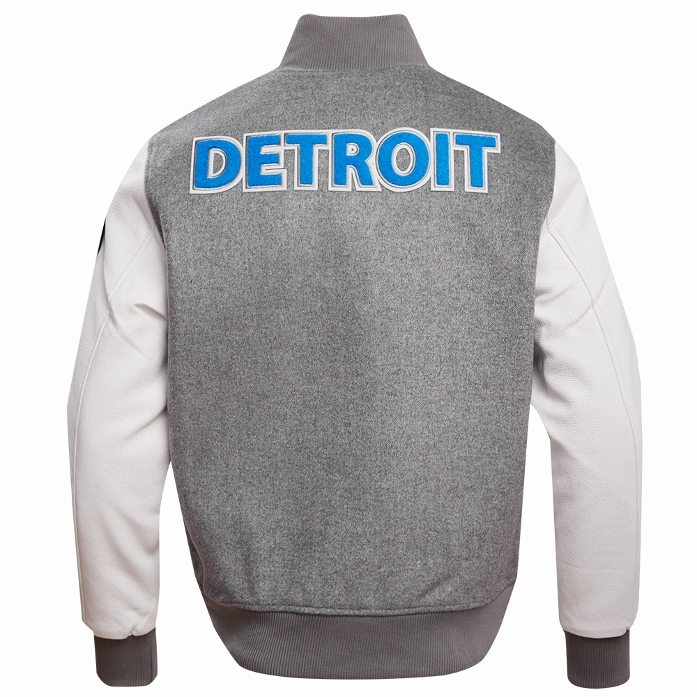 NFL DETROIT LIONS CLASSIC WOOL MEN'S VARSITY JACKET (GRAY/WHITE)