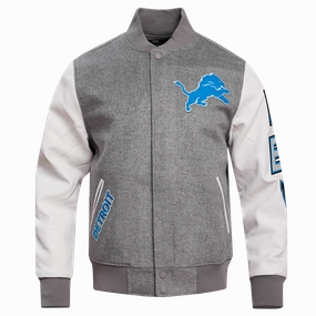 NFL DETROIT LIONS CLASSIC WOOL MEN'S VARSITY JACKET (GRAY/WHITE)