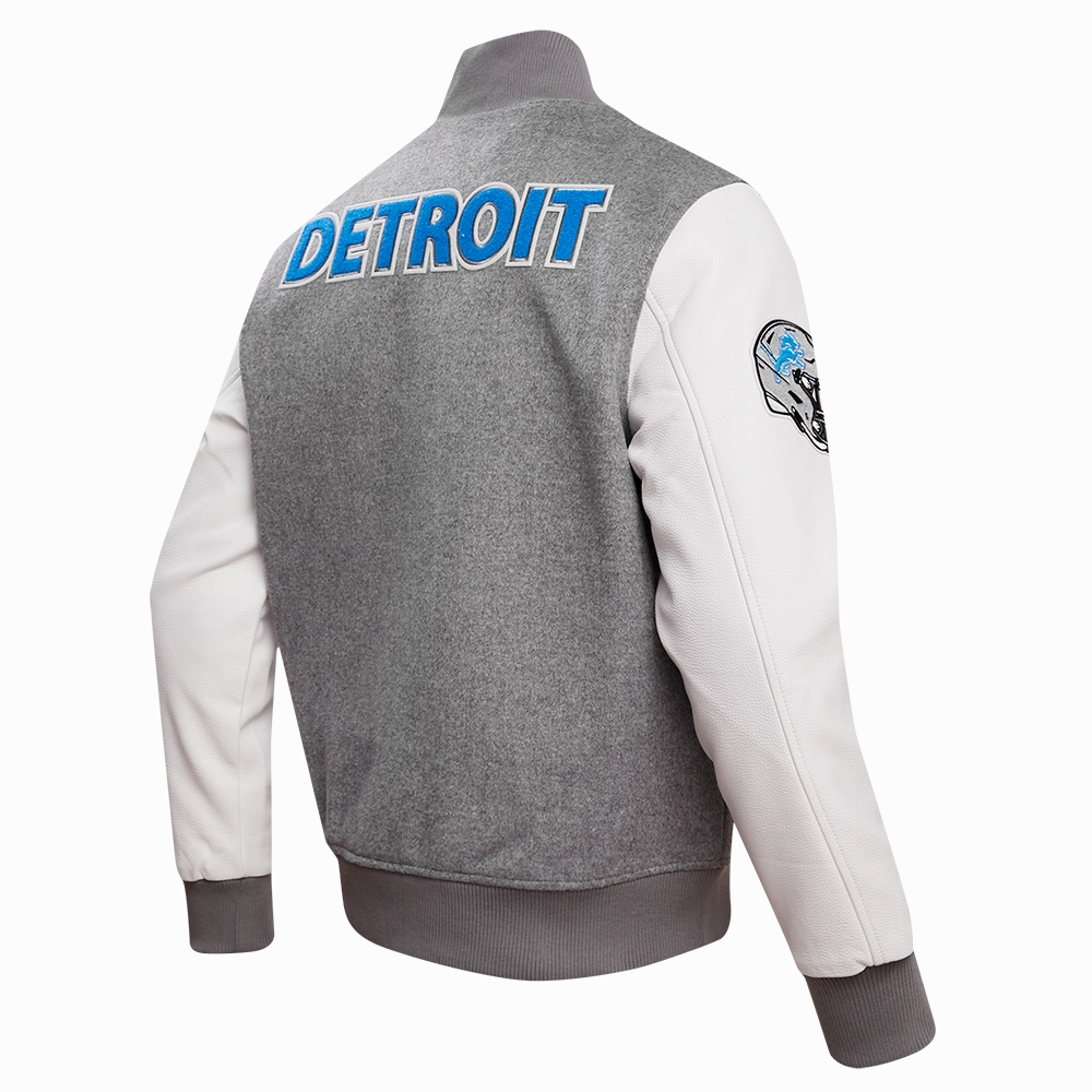 NFL DETROIT LIONS CLASSIC WOOL MEN'S VARSITY JACKET (GRAY/WHITE)