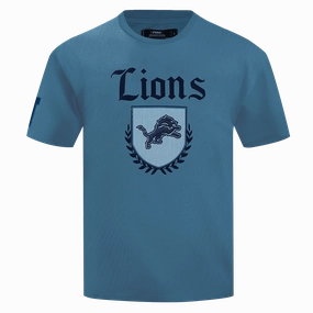 NFL DETROIT LIONS COUNTRY CLUB MEN'S COTTON JERSEY DROP SHOULDER TEE (STEEL BLUE)