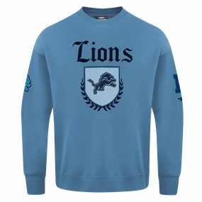 NFL DETROIT LIONS COUNTRY CLUB MEN'S DROP SHOULDER FLEECE CREWNECK (STEEL BLUE)