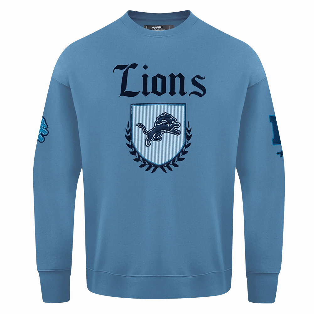 NFL DETROIT LIONS COUNTRY CLUB MEN'S DROP SHOULDER FLEECE CREWNECK (STEEL BLUE)