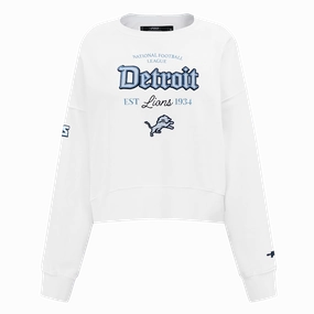 NFL DETROIT LIONS COUNTRY CLUB WOMEN'S DOUBLE KNIT CREWNECK (WHITE)