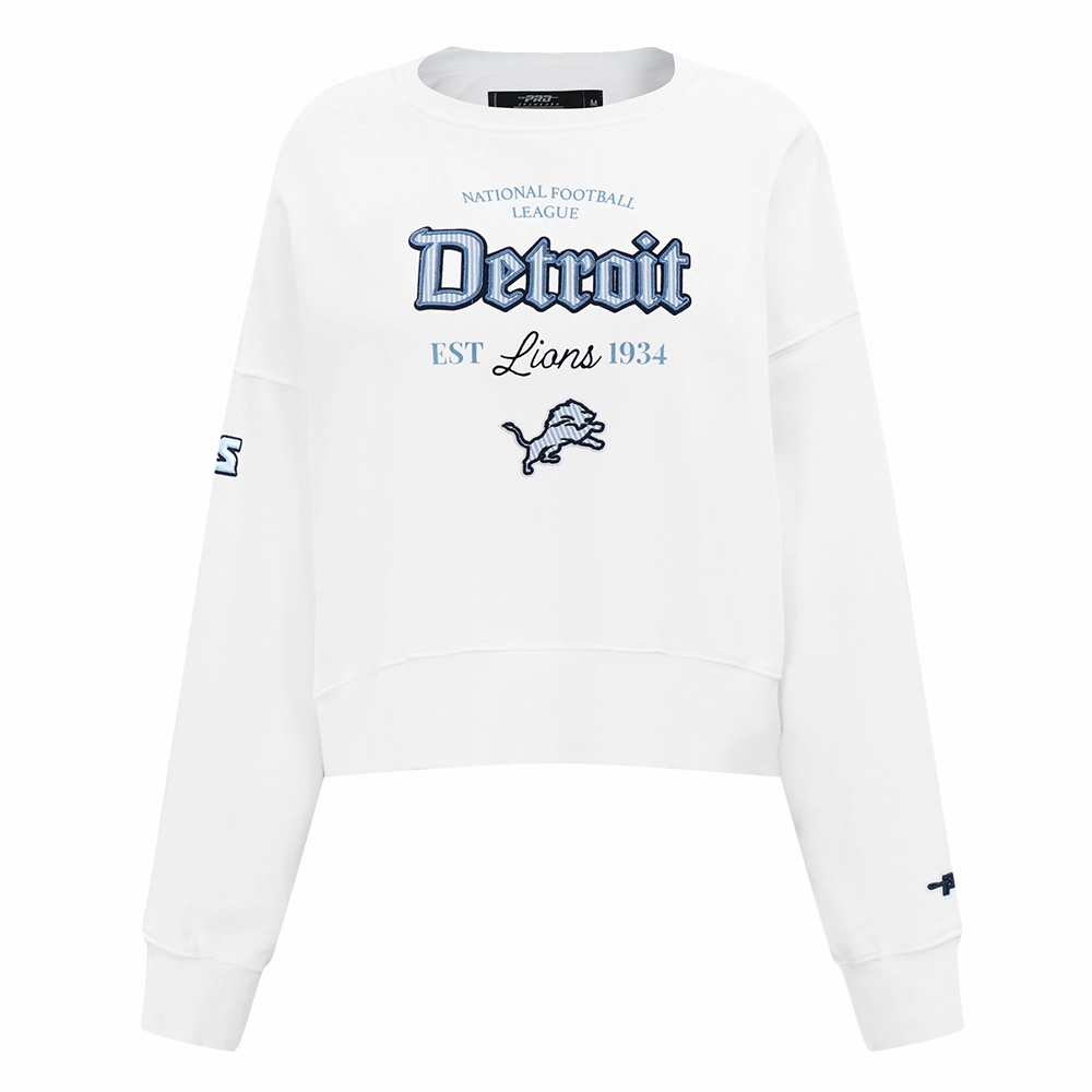 NFL DETROIT LIONS COUNTRY CLUB WOMEN'S DOUBLE KNIT CREWNECK (WHITE)