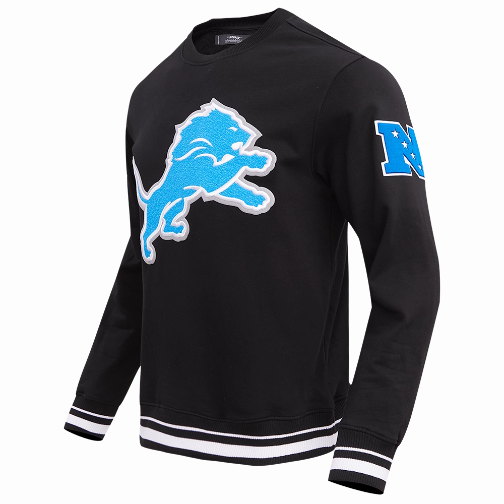 NFL DETROIT LIONS MASHUP MEN'S RIB CREWNECK (BLACK)