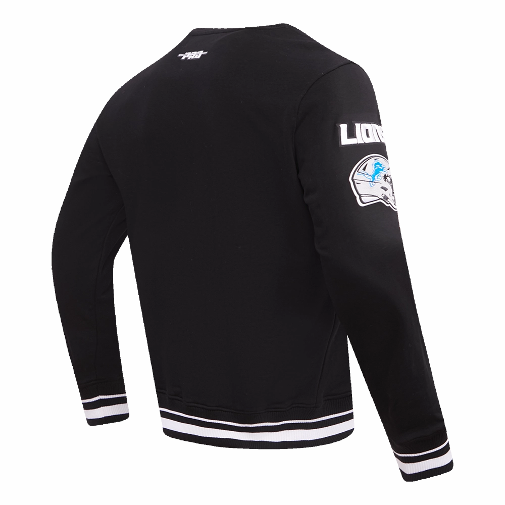 NFL DETROIT LIONS MASHUP MEN'S RIB CREWNECK (BLACK)
