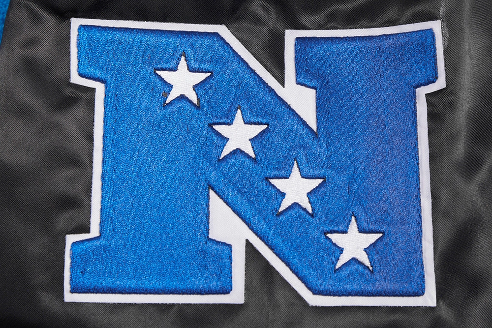 NFL DETROIT LIONS MASHUP MEN'S RIB SATIN JACKET (BLACK)
