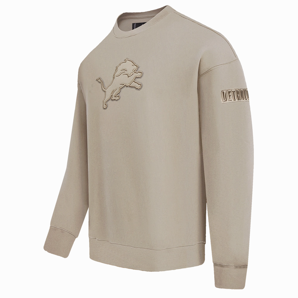 NFL DETROIT LIONS NEUTRAL DROP  SHOULDER FLEECE CREWNECK (TAUPE)