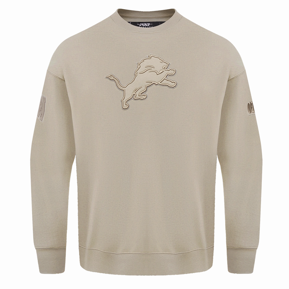 NFL DETROIT LIONS NEUTRAL DROP  SHOULDER FLEECE CREWNECK (TAUPE)