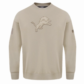 NFL DETROIT LIONS NEUTRAL DROP  SHOULDER FLEECE CREWNECK (TAUPE)