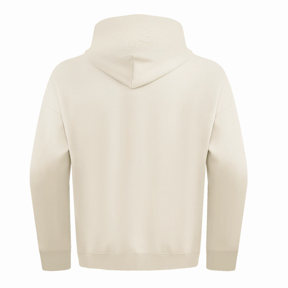 NFL DETROIT LIONS NEUTRAL DROP SHOULDER FLEECE PULLOVER HOODIE (EGGSHELL)