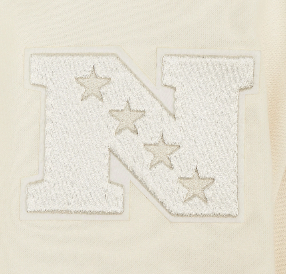 NFL DETROIT LIONS NEUTRAL DROP SHOULDER FLEECE PULLOVER HOODIE (EGGSHELL)