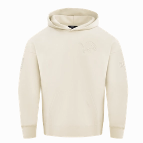 NFL DETROIT LIONS NEUTRAL DROP SHOULDER FLEECE PULLOVER HOODIE (EGGSHELL)