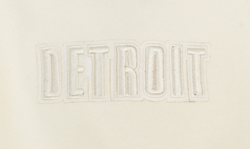 NFL DETROIT LIONS NEUTRAL DROP SHOULDER FLEECE PULLOVER HOODIE (EGGSHELL)