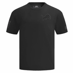 NFL DETROIT LIONS NEUTRAL MEN'S COTTON JERSEY DROP SHOULDER TEE (BLACK)