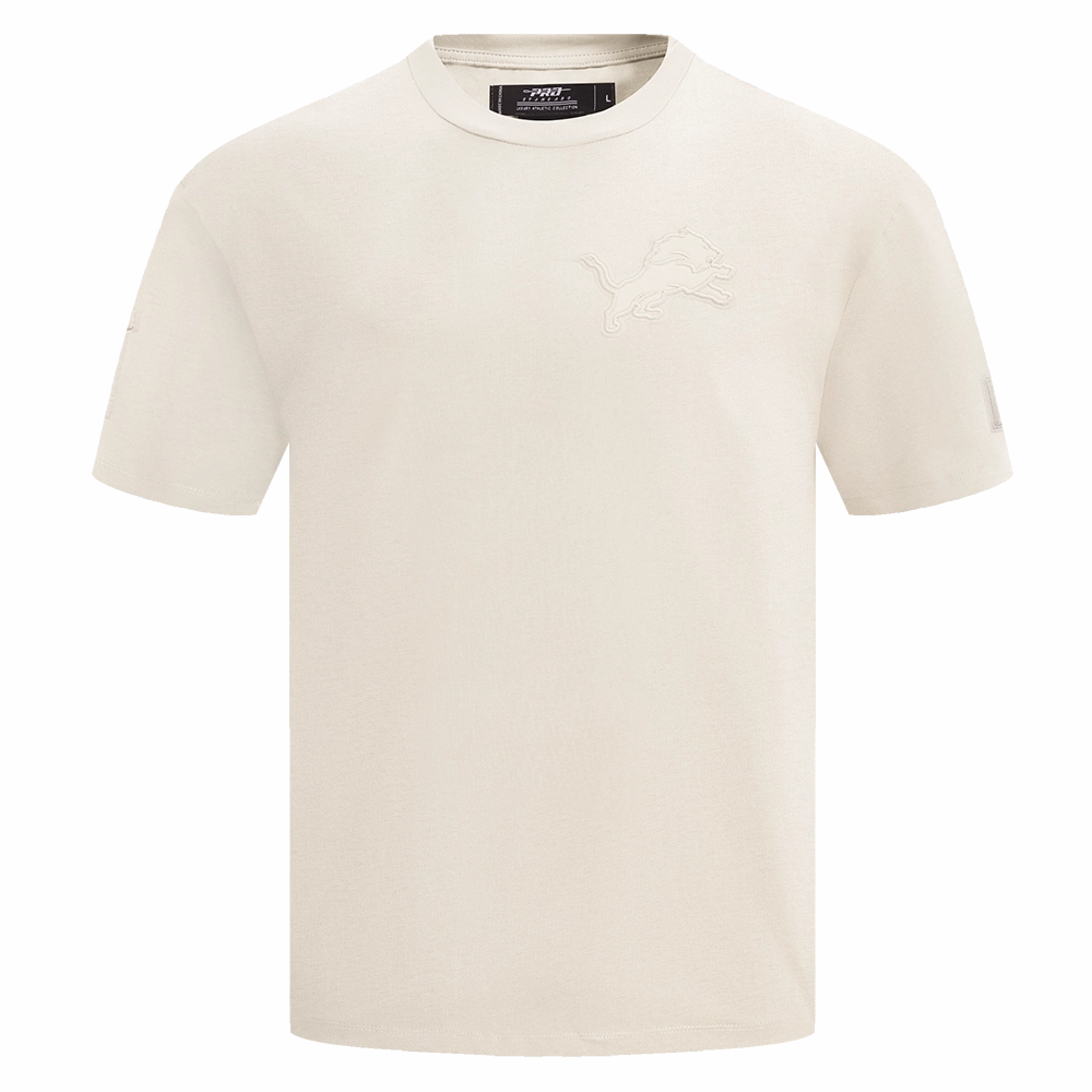 NFL DETROIT LIONS NEUTRAL MEN'S COTTON JERSEY DROP SHOULDER TEE (EGGSHELL)