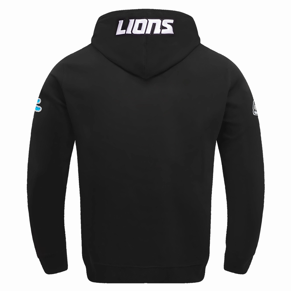 NFL DETROIT LIONS OLD ENGLISH MEN'S PULLOVER HOODIE (BLACK)