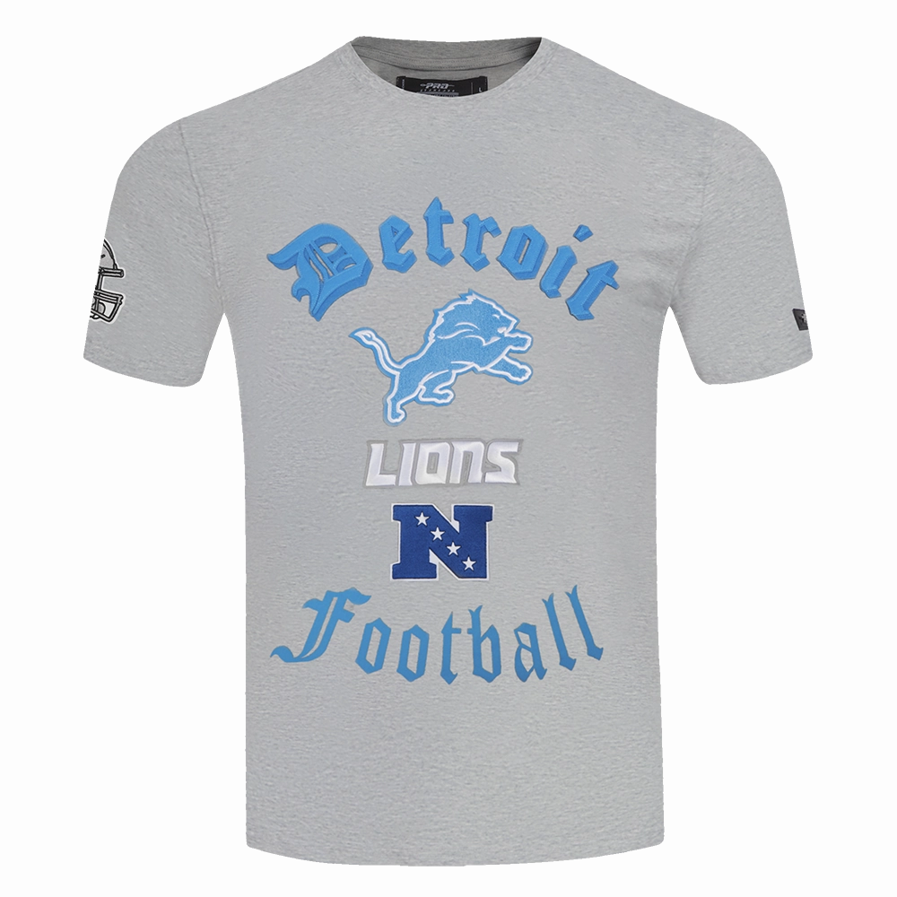 NFL DETROIT LIONS OLD ENGLISH MEN'S TEE (HEATHER GREY)