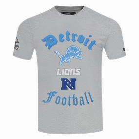 NFL DETROIT LIONS OLD ENGLISH MEN'S TEE (HEATHER GREY)