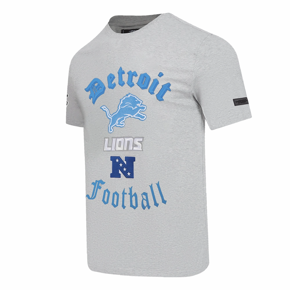 NFL DETROIT LIONS OLD ENGLISH MEN'S TEE (HEATHER GREY)