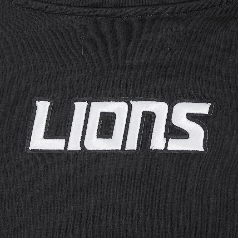 NFL DETROIT LIONS PEARLS WOMEN'S RIB FLEECE CREWNECK (BLACK)