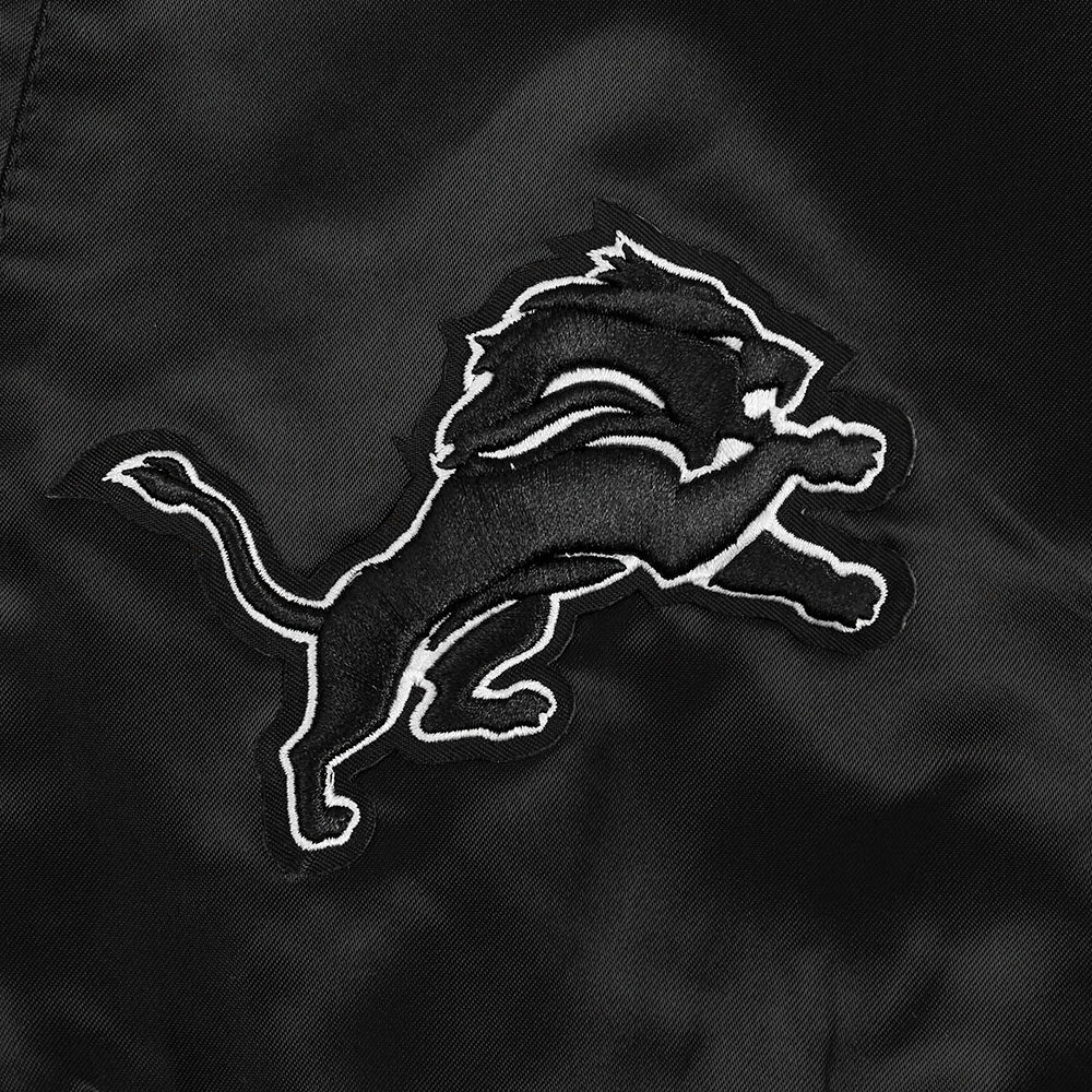 NFL DETROIT LIONS PEARLS WOMEN'S RIB SATIN JACKET (BLACK)
