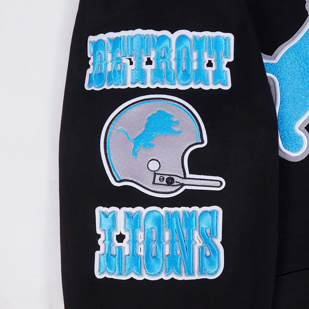 NFL DETROIT LIONS RETRO CLASSIC MEN'S PULLOVER HOODIE (BLACK)