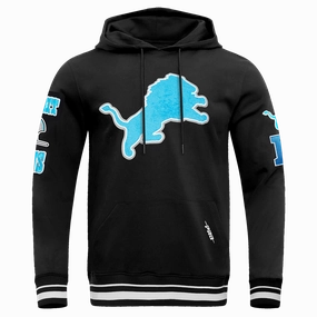 NFL DETROIT LIONS RETRO CLASSIC MEN'S PULLOVER HOODIE (BLACK)