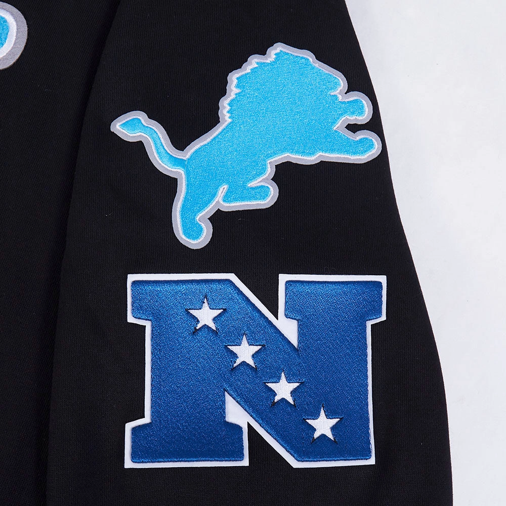 NFL DETROIT LIONS RETRO CLASSIC MEN'S PULLOVER HOODIE (BLACK)