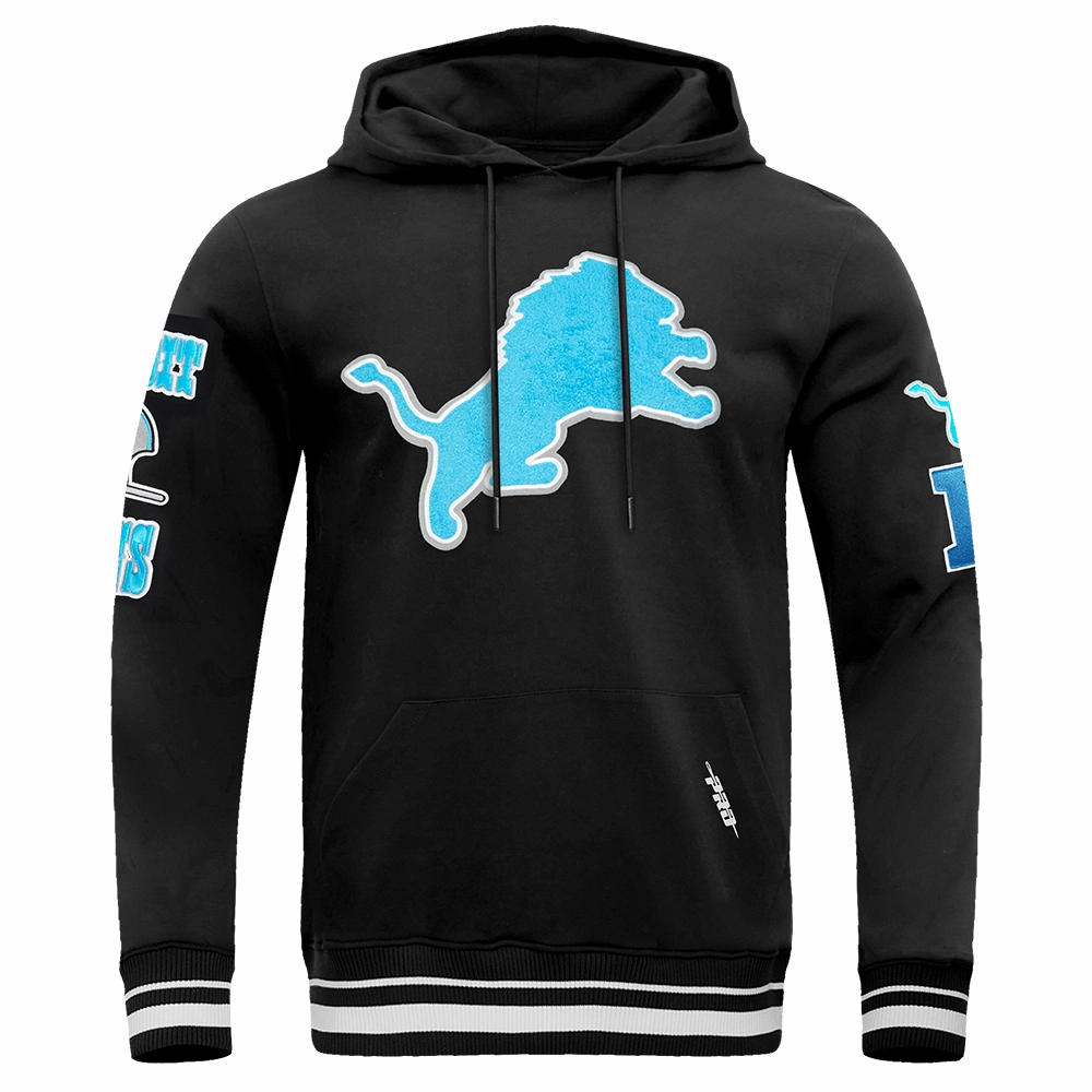 NFL DETROIT LIONS RETRO CLASSIC MEN'S PULLOVER HOODIE (BLACK)