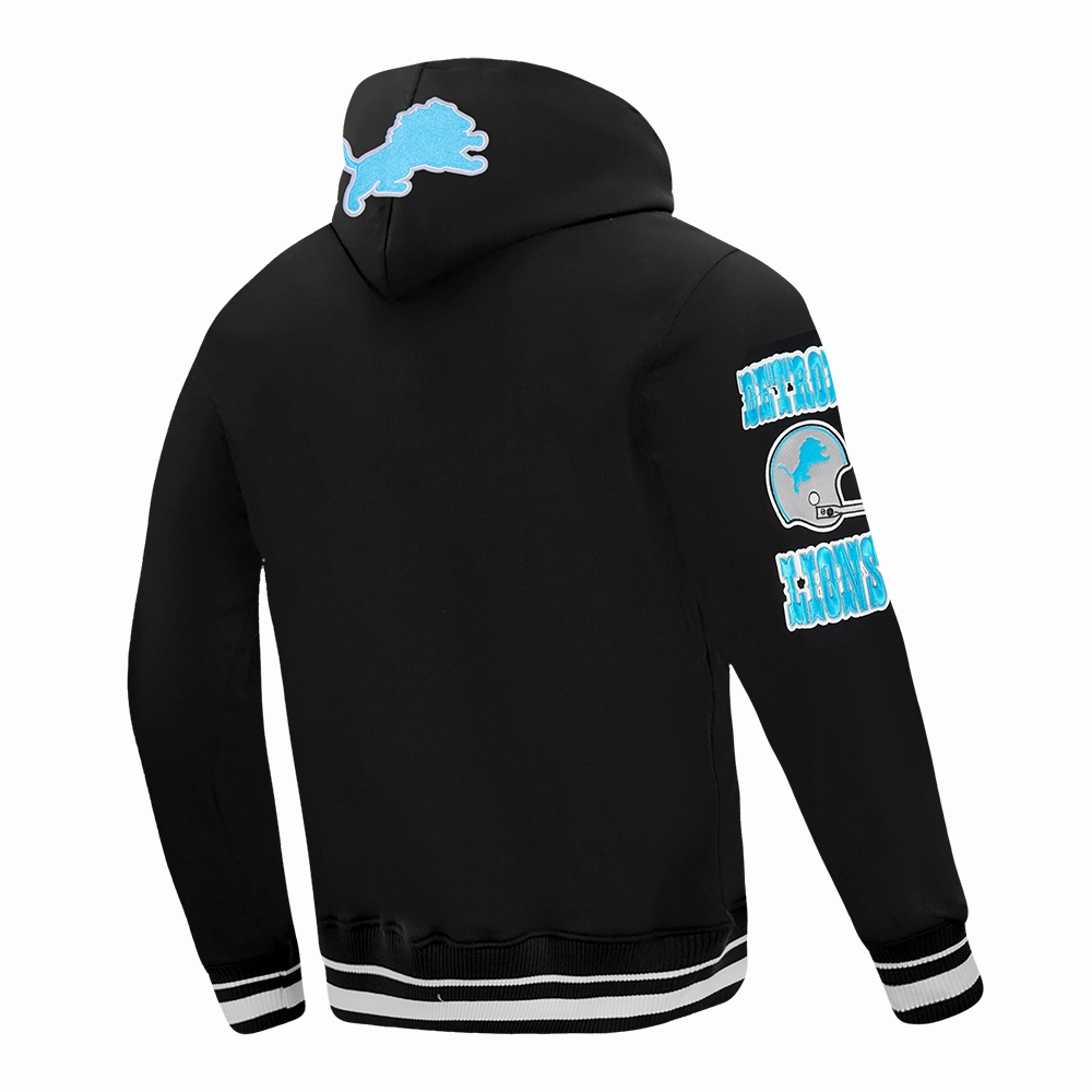 NFL DETROIT LIONS RETRO CLASSIC MEN'S PULLOVER HOODIE (BLACK)