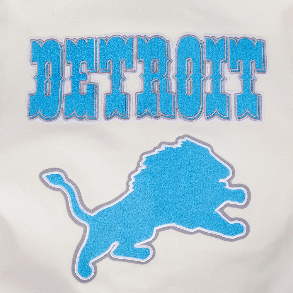 NFL DETROIT LIONS RETRO CLASSIC MEN'S RIB WOOL VARSITY JACKET (EGGSHELL/BLACK)