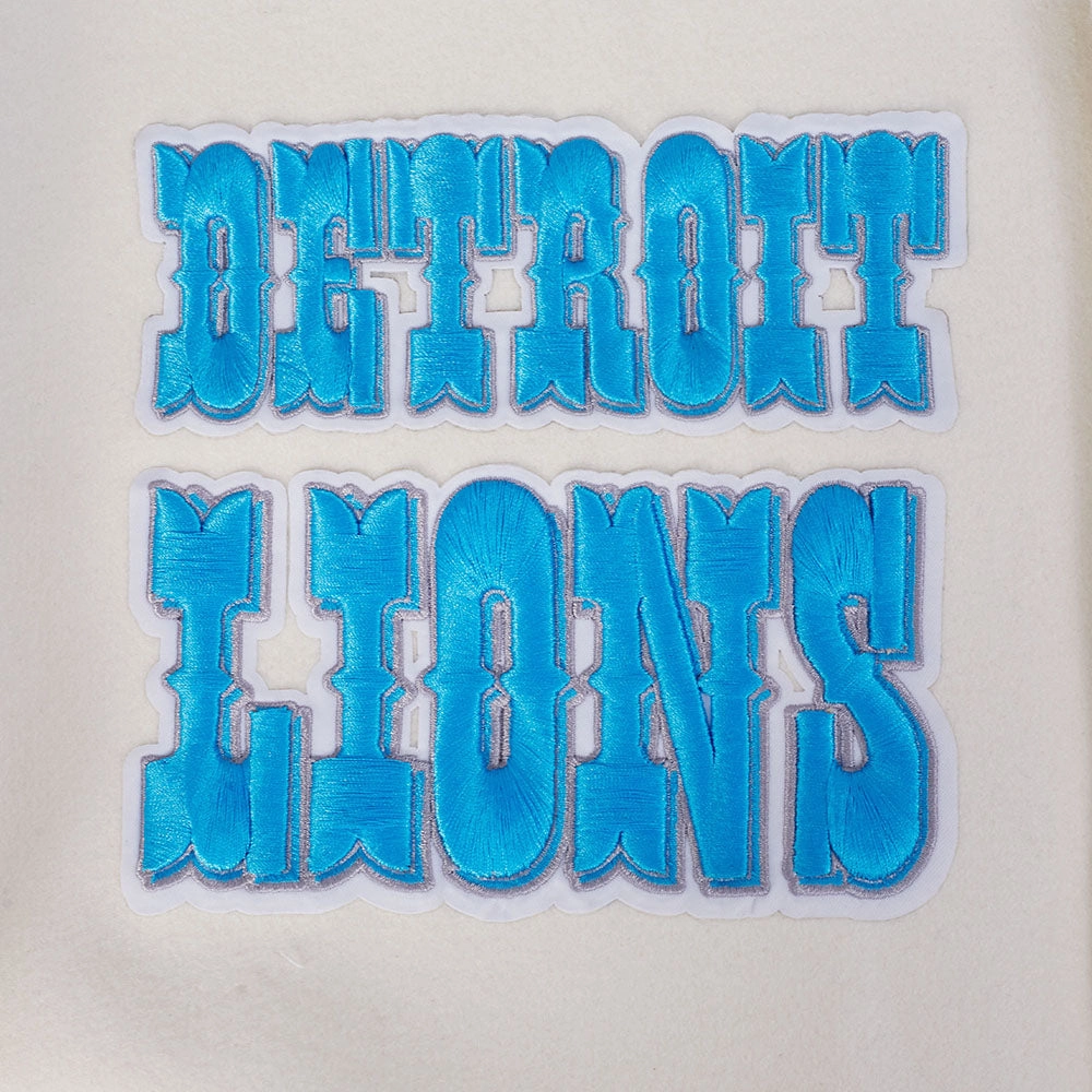 NFL DETROIT LIONS RETRO CLASSIC MEN'S RIB WOOL VARSITY JACKET (EGGSHELL/BLACK)